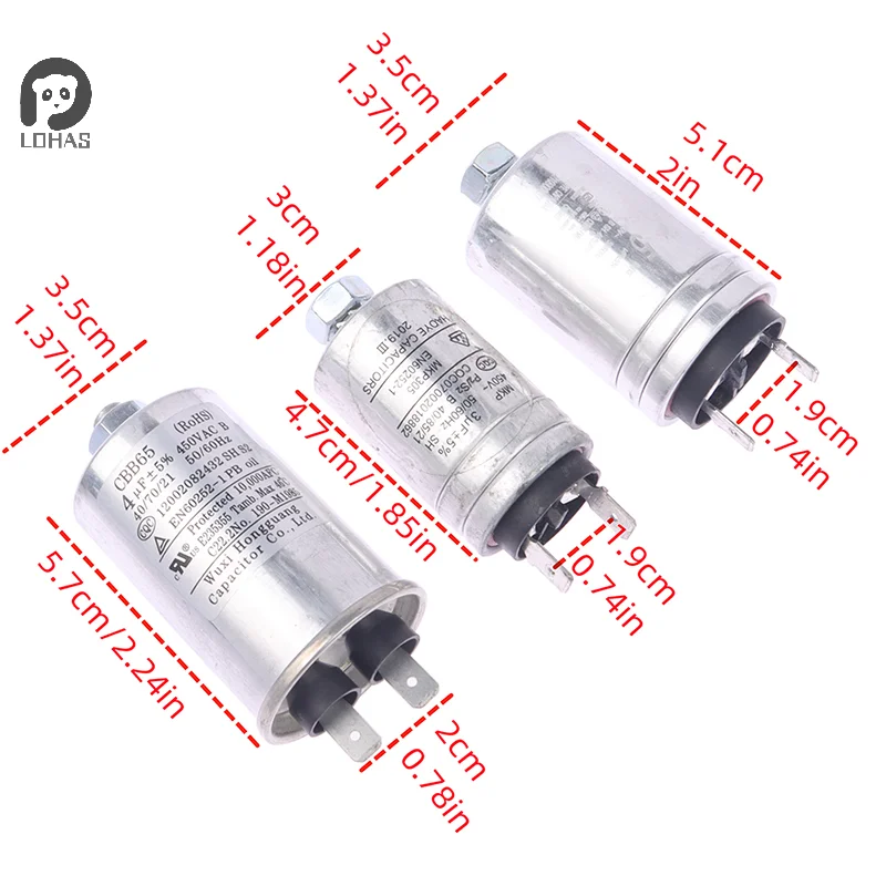 MKP3UF4UF5UF 450VAC Dish Washer Part Aluminum Housing Double Insert Capacitor for Air Compressor Water Pump Motor