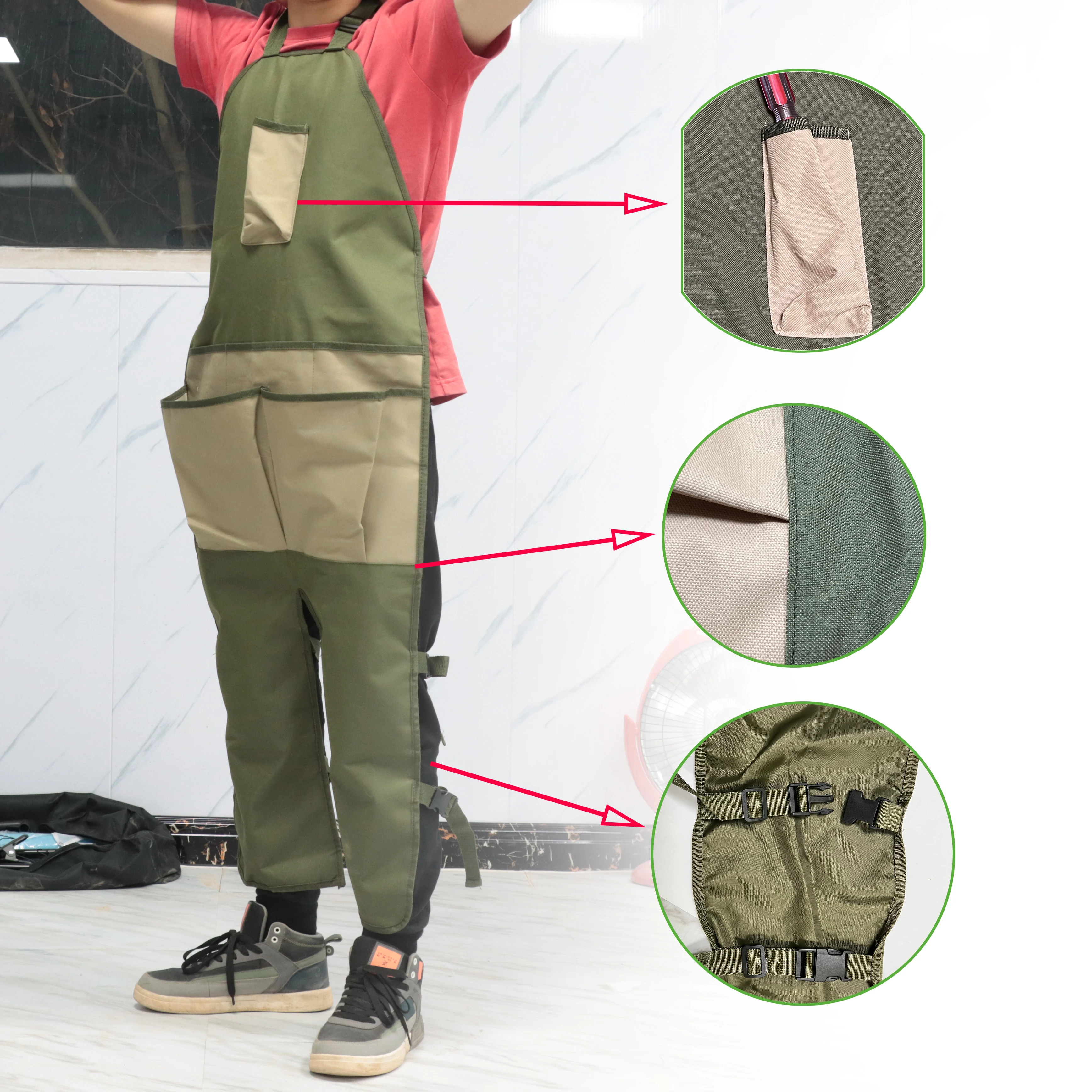 Wear-resistant Oxford Apron for Gardening Work Multiple Pockets for Small Tools Pruning Branches Picking Dirt-resistant