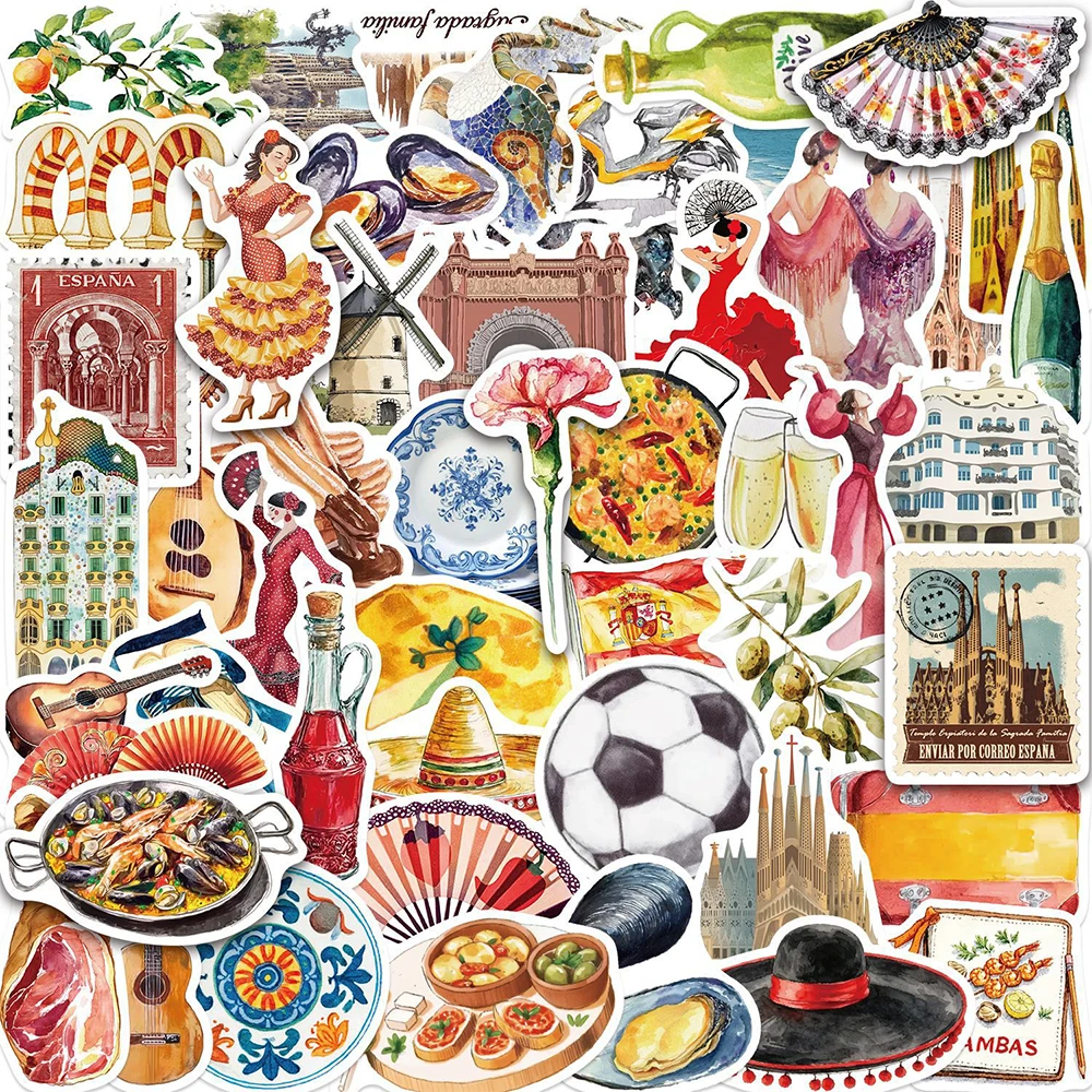 10/30/50 Stück Vintage Spanische Traditionelle Kultur-Aufkleber Cartoon Graffiti Sticker DIY Schreibwaren Laptop Gepäck Ästhetische Aufkleber