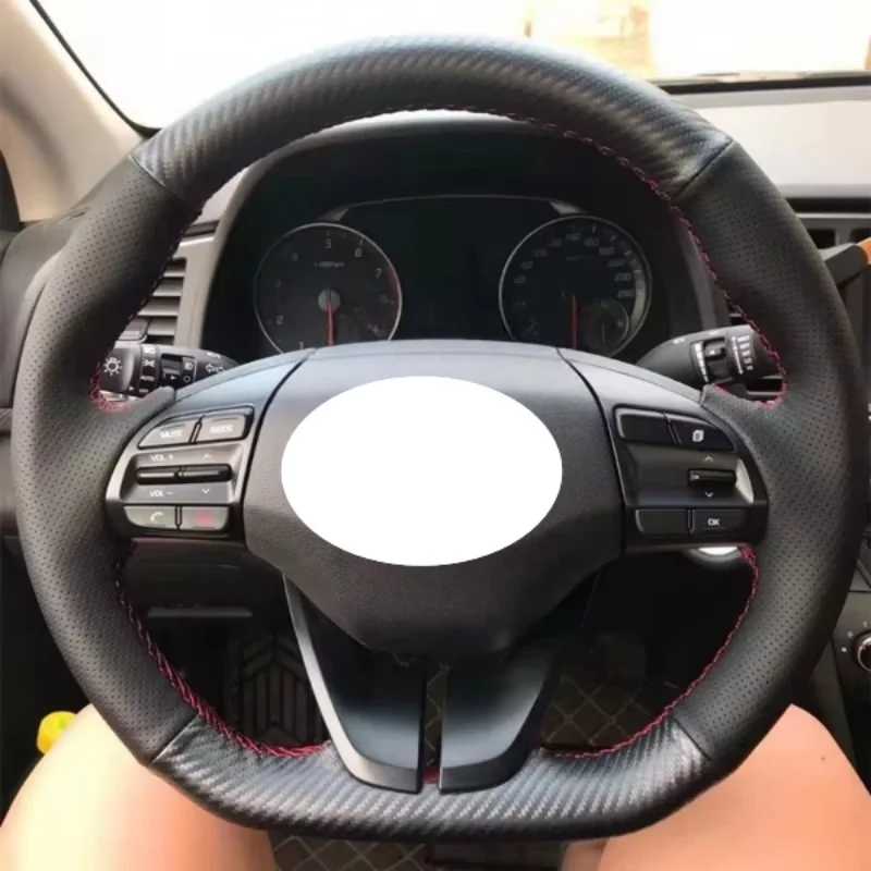 

Customize Hand-sewing Carbon Fiber Leather Elantra i30 2017-2020 Car Accessories Car Steering Wheel Cover For Hyundai Veloster