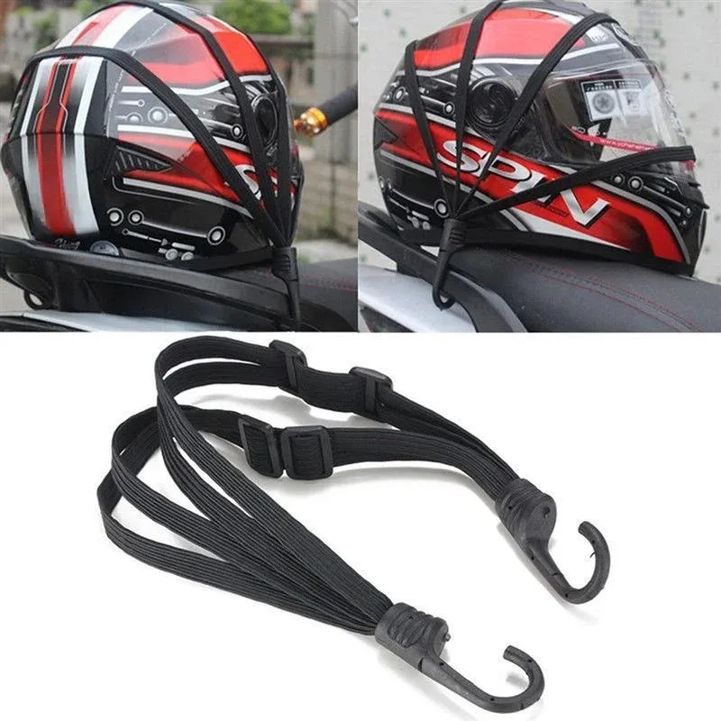 60cm/90cm Motorcycle Back Seat Helmet Strips Elastic Rope Motorcycle Helmet Fixed Strap Adjustment Fix Rope Goods Strap Tools