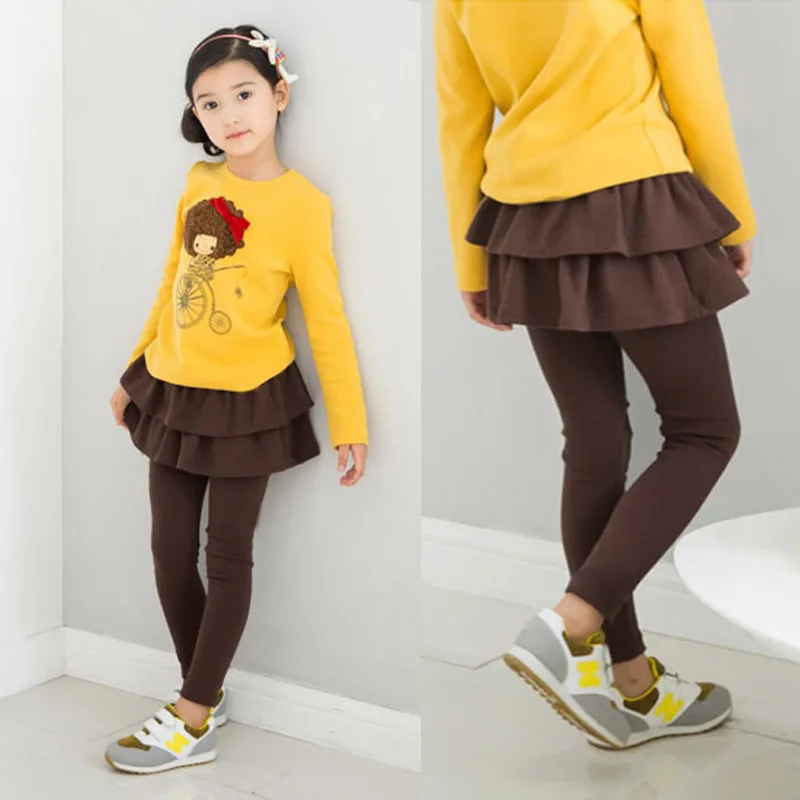 Neue Herbst Winter Mädchen Kleid Leggings Design Gedruckt Baumwolle kinder Hosen Kinder Leggings Mädchen Rock Kinder Kleid