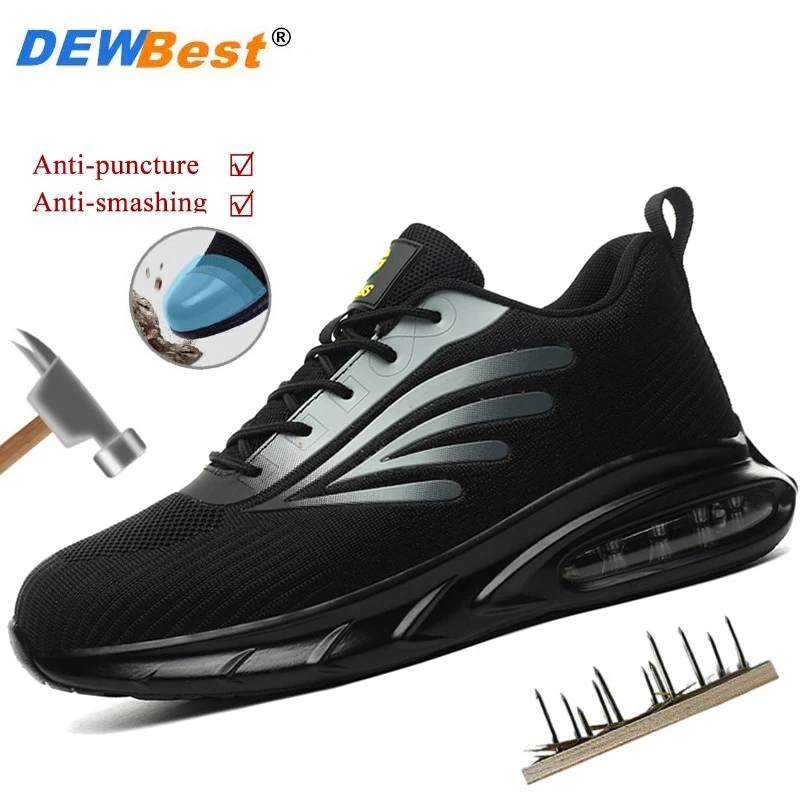 

Men's and women's rotating button air cushion models steel head anti-smash anti-puncture European standard protective shoes