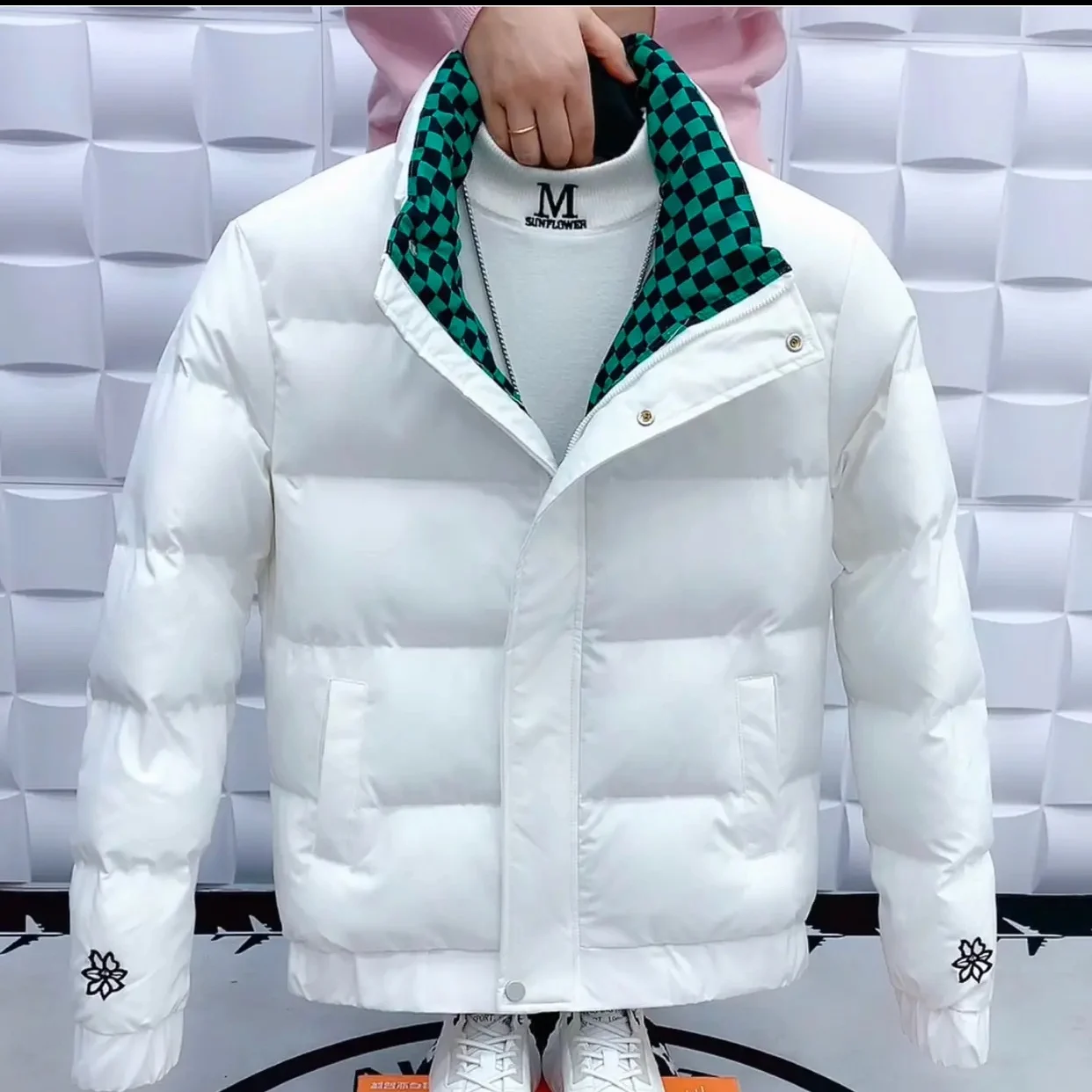 

New Men's Cotton Jaet Winter Korean Sle Slim Fit Stand Collar ort down Cotton Coat Youthful Top Trendy