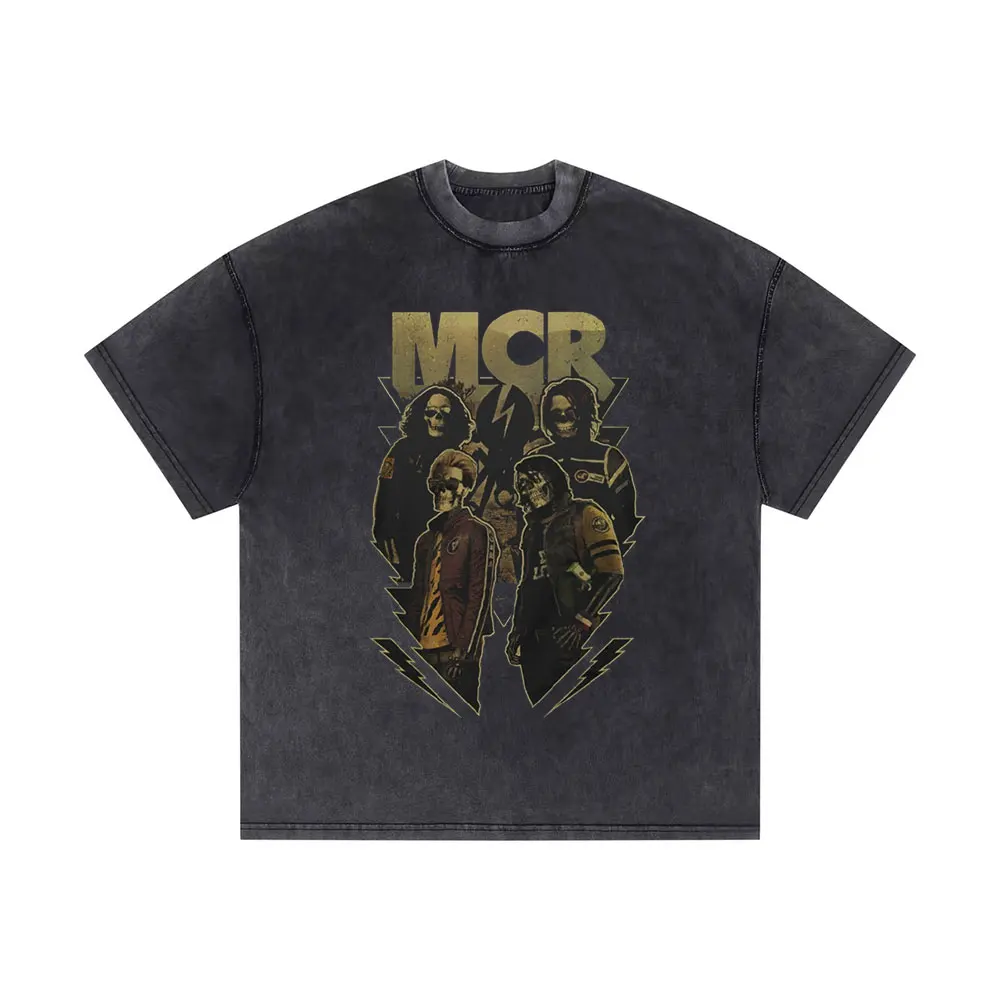 

Washed Vintage Rock Band My Chemical Romance T Shirt Men Women Cotton Oversized Short Sleeve T-shirt Mens Gothic Punk Streetwear