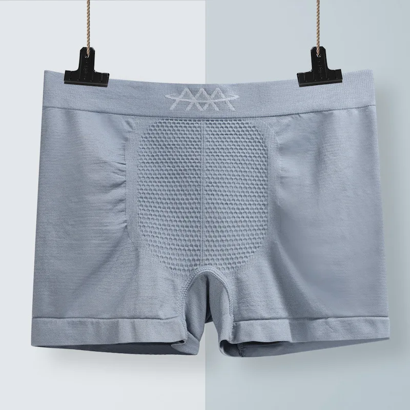 Men Boxers Solid Color High Stretch Panties U Convex Seamless Sexy Underpants Sweat Absorption Mid Waist Underwear For Bathroom