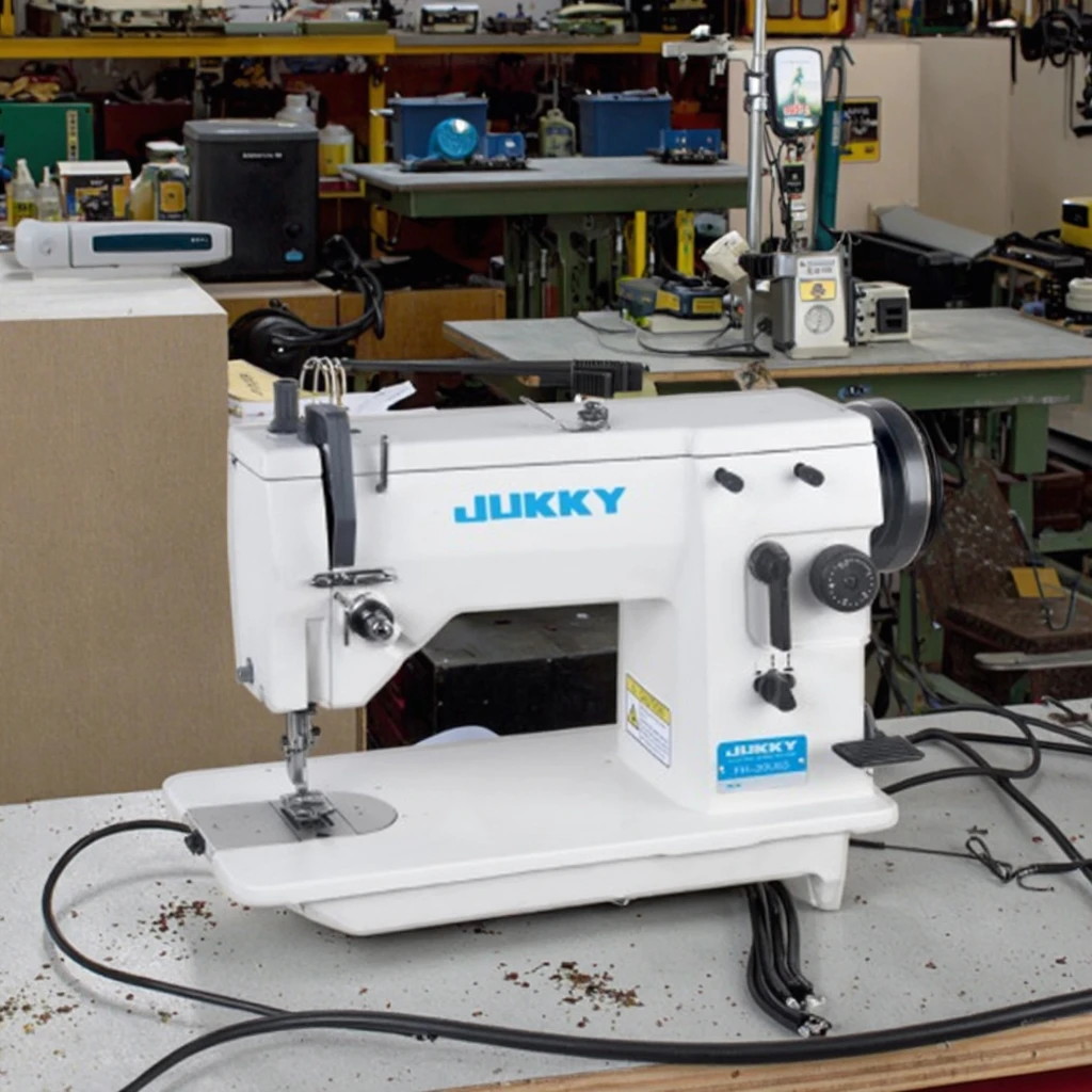 JUKKY 20U53 단침 재봉틀 가정용 지그재그 새 제품 플랫베드 가죽용 워킹풋 락스티치 재봉틀