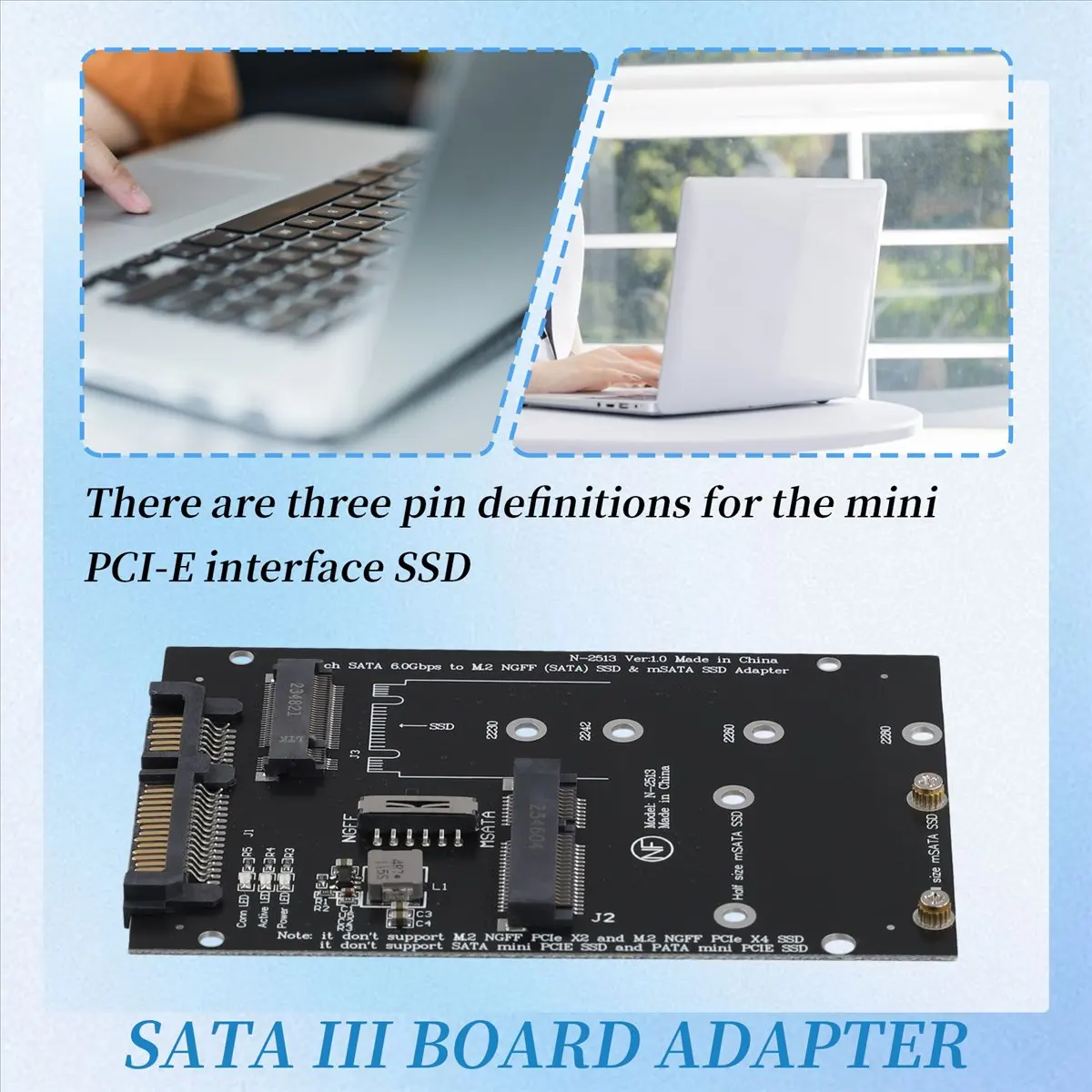 (A32M) M.2 NGFF MSATA SSD to 2.5Inch SATA 3.0 Adapter 2 in 1 Converter Card for PC Laptop