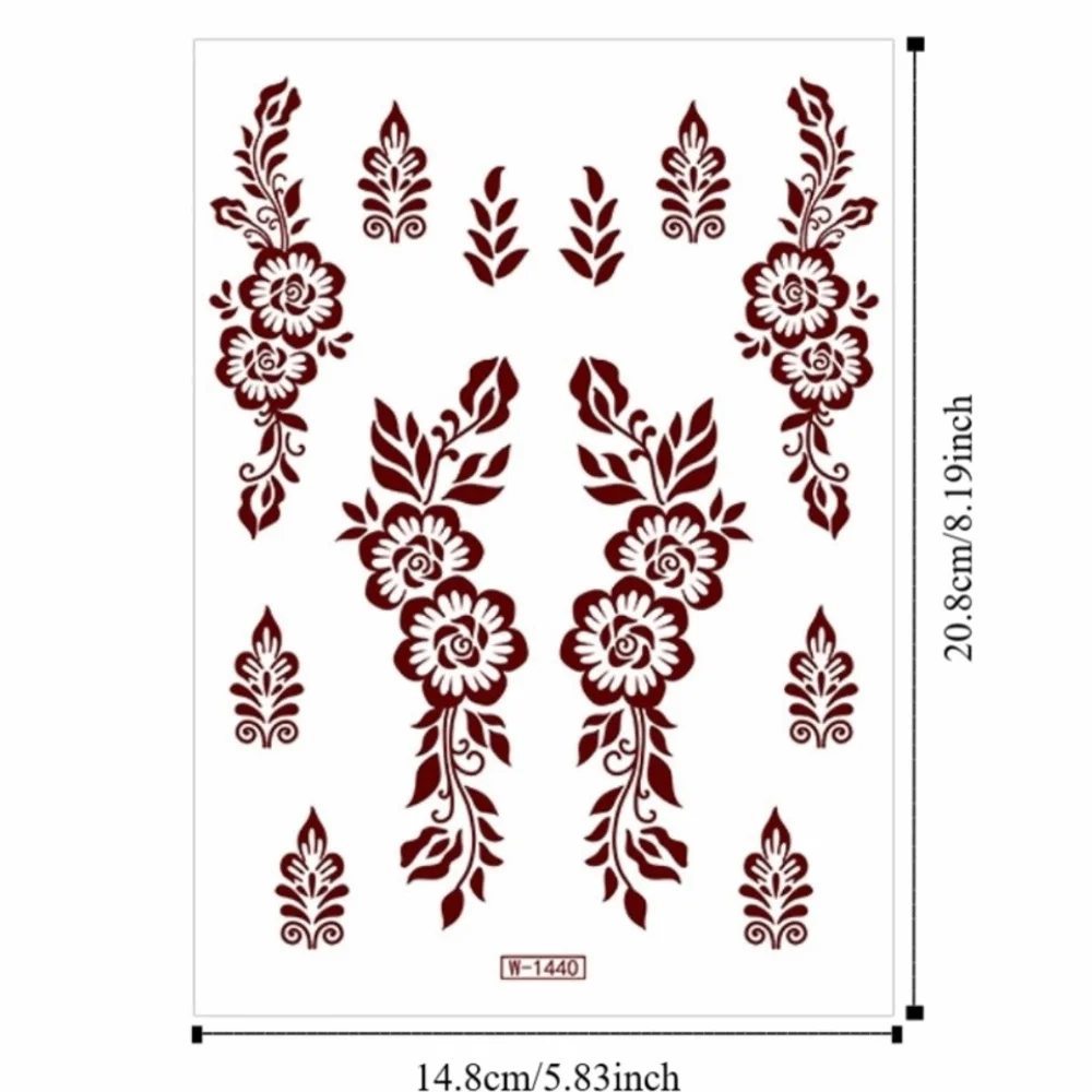 9 قطعة شارات نقل المياه ملصقات وشم الحناء الهند موقع قران زهرة الحناء الفورية الوشم المؤقت مقاوم للماء وهمية #6