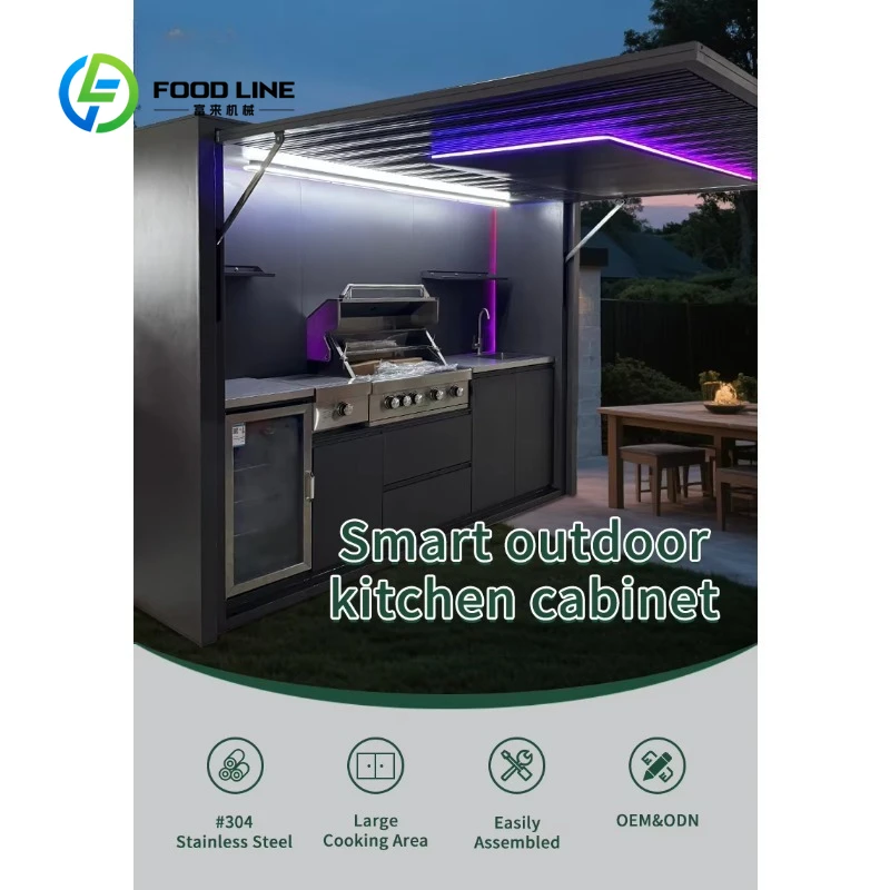 Customized All-in-One Outdoor Cooking Station Complete Kitchen Set with BBQ Grill and Fridge for Yard Patio Outdoor Living