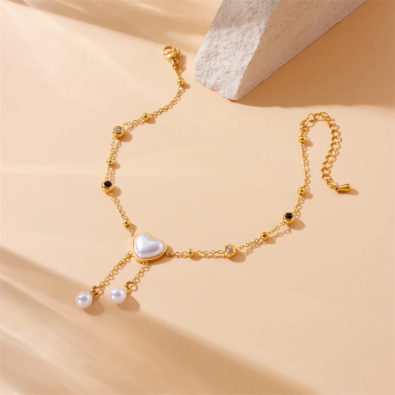 DIEYURO 316L Stainless Steel Circular Time Scale Gold Colour Anklets Fashion Luxury Zircon Footsie Chain Waterproof Jewelry Gift