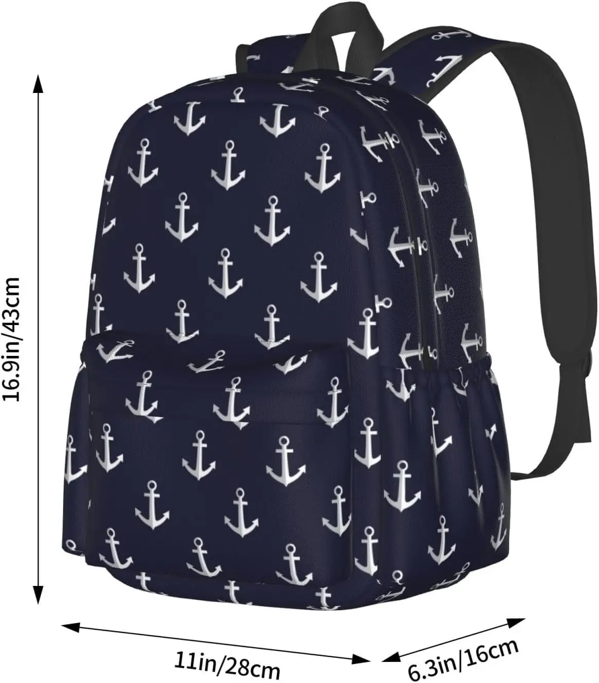 حقيبة ظهر للكمبيوتر المحمول باللون الأزرق الداكن من Anchors للرجال والنساء، حقيبة كتب خفيفة الوزن للتنقل اليومي والسفر والمشي لمسافات طويلة #4