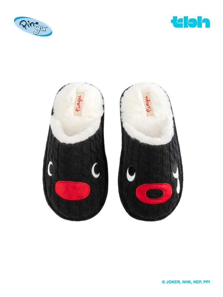 Home Pingu Cooperation Series Knitted Cable Pattern Men'S And Women'S Slippers Indoor Home Warm Shoes Anime Figures Model Gifts - view 6