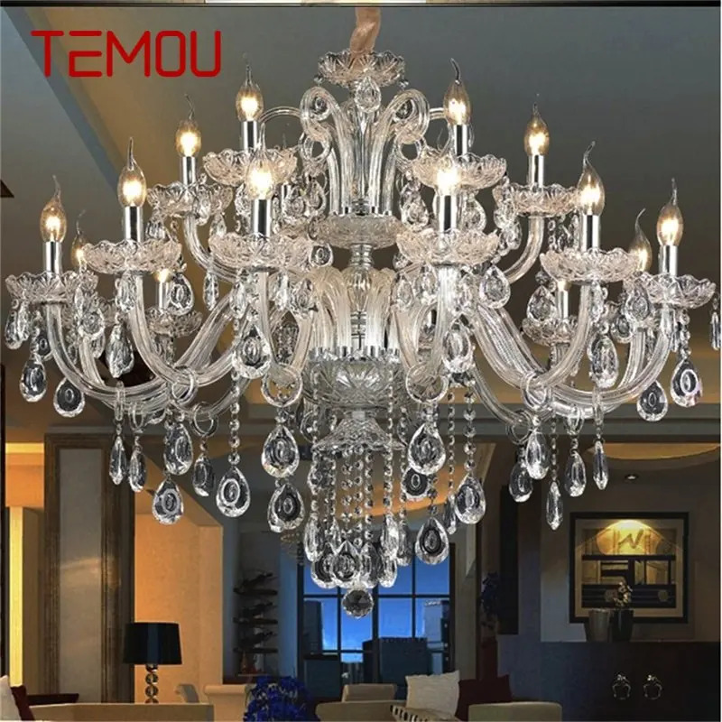 

TEMOU Postmodern Chandelier Lamp Luxury Candle Pendant Light Crystal LED Fixtures for Home Parlour Hall Meeting Room