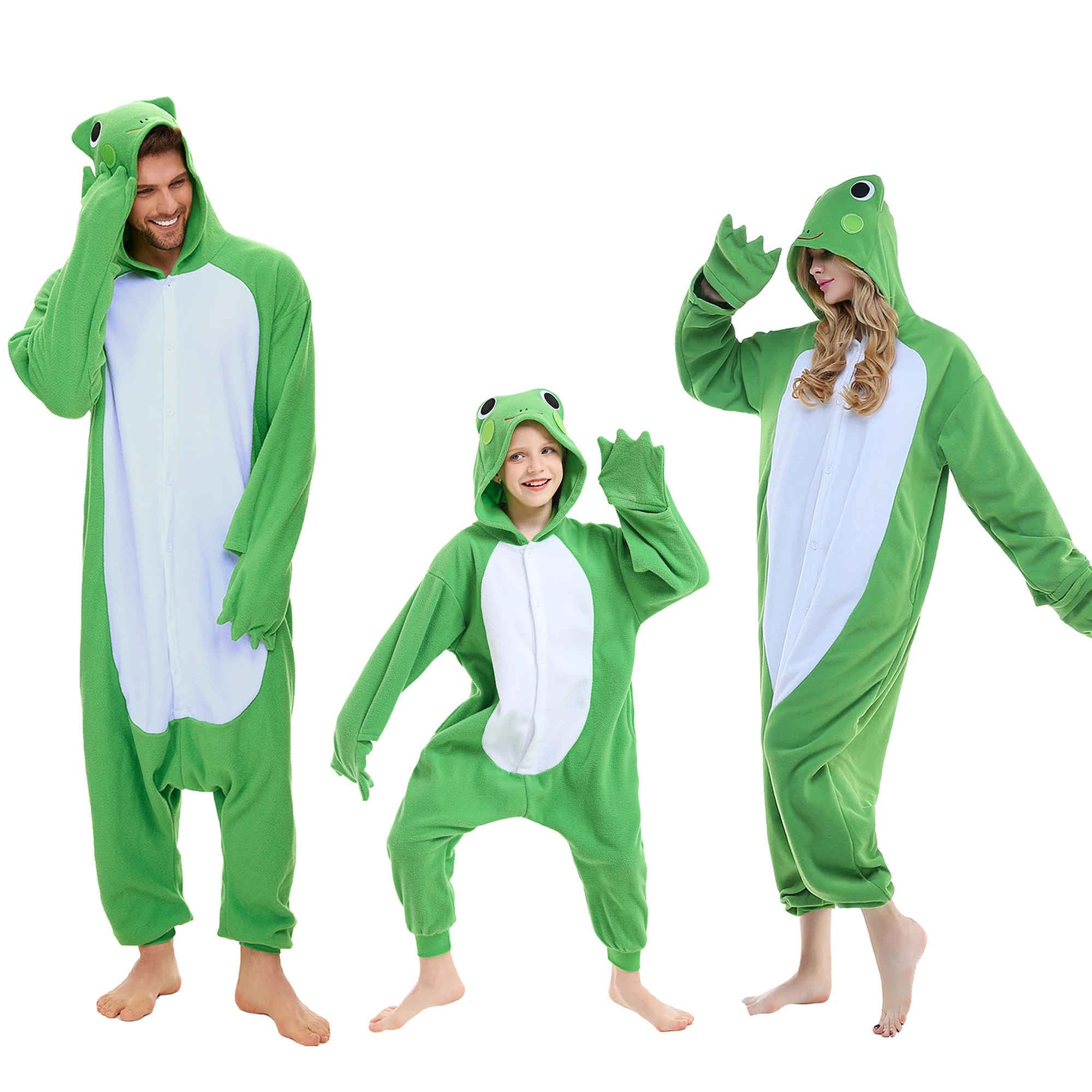 

Frog One-piece Pajamas Kids and Adults Unisex Family Matching Onesie Homewear Halloween Cosplay Costume Soft Warm Sleepwear