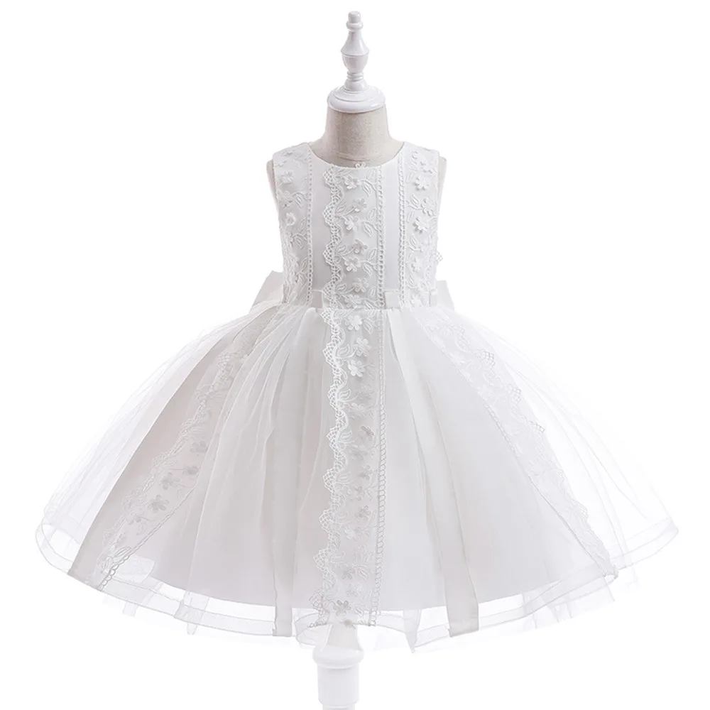 3-10 Years Kids Christmas Party Dress For Girls Appliques Vestidos Elegant Wedding Dresses With Bow Children Birthday Prom Gowns