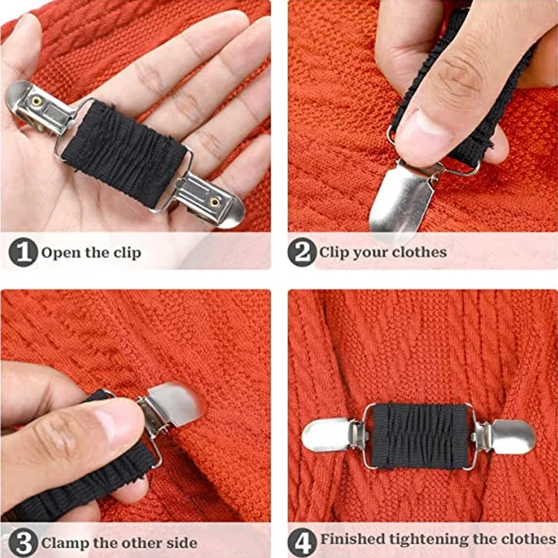 Dress Back Cinch Clips Elastic Clothes Clip To Tighten Cardigan Collar Shirt Shawl Clip for Women Garment Waistband Extender