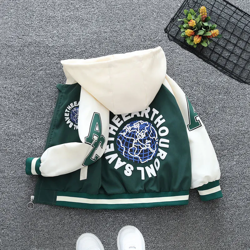 Boys Coat Spring Clothing Children's Spring Lightweight Top With Hood Windbreaker Korean Style Handsome Large-sized for Boys