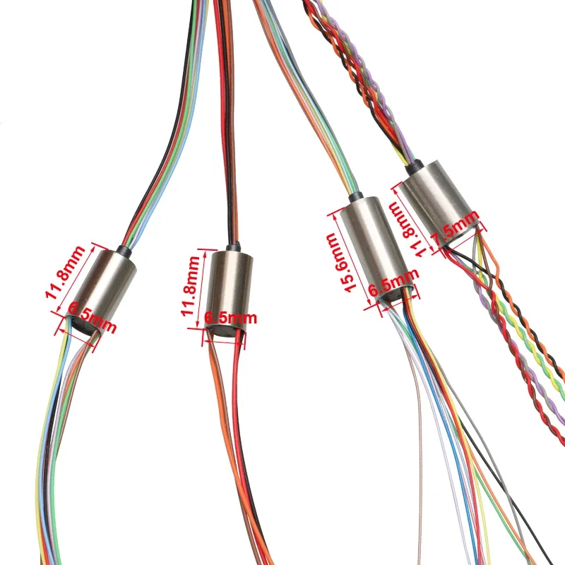 OD6/6.5/7.5/12.4mm, 2/4/8/12 channels, 1A/1.5A/2A slip rings, conductive rotary joints for remote-controlled drone gimbals