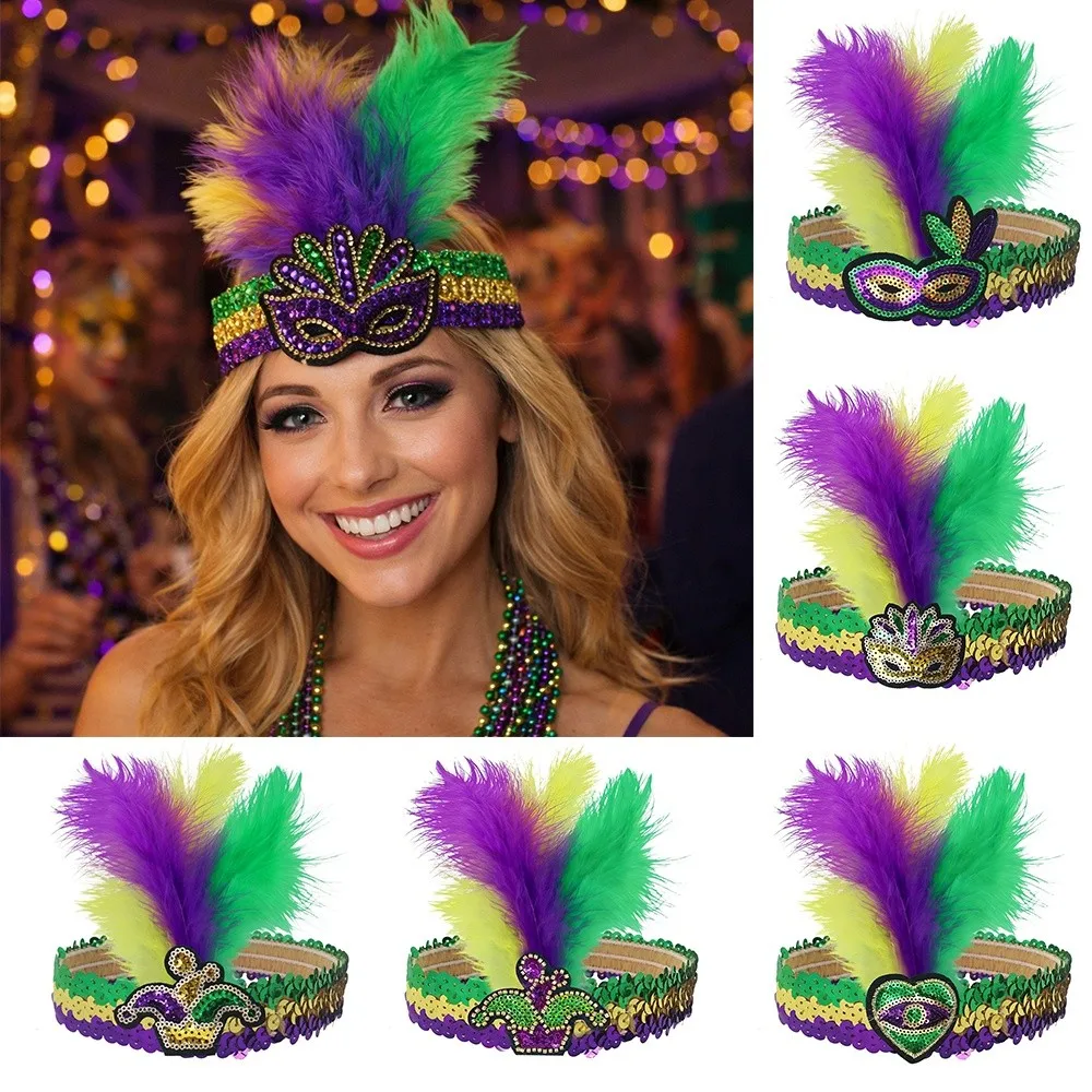 Colorful Feather Headpiece Brazilian Carnival Stage Performance Feather Headband Decorative Hair Accessories Carnival Events