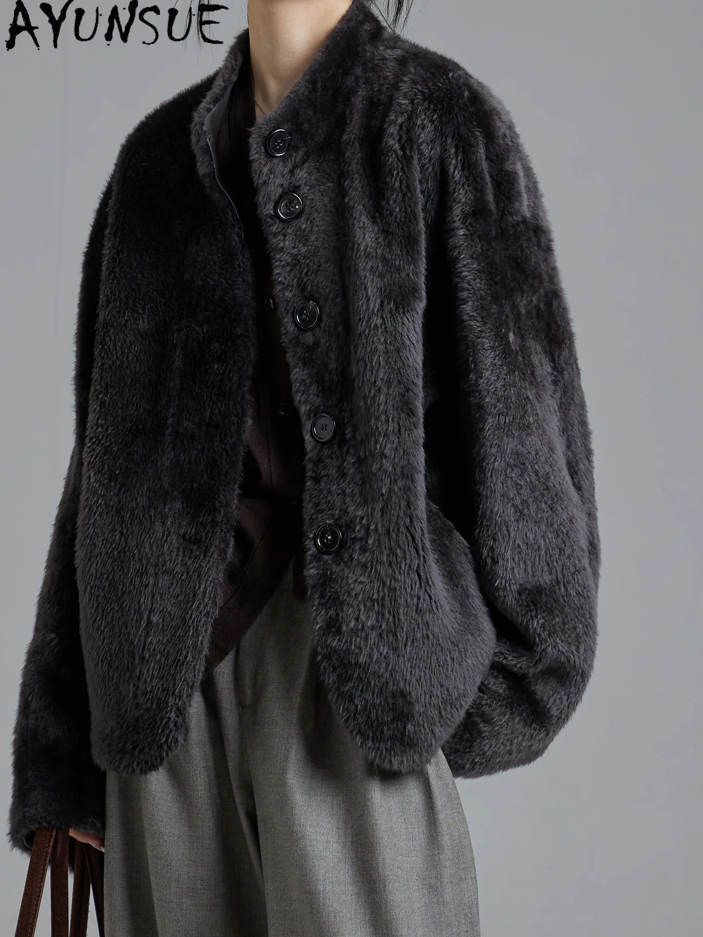 AYUNSUE Natural Merino Sheep Fur Coat Woman Fashion Real Leather Jacket Women Loose Fit Winter Clothes New Style Casaco Feminino