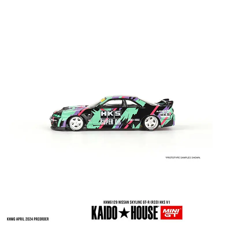 TSM MINI GT Kaido House 1:64 Nissan Skyline Gt-R (R33) Hks Modello di auto in lega Collezione di giocattoli Ornamenti Regalo di Natale