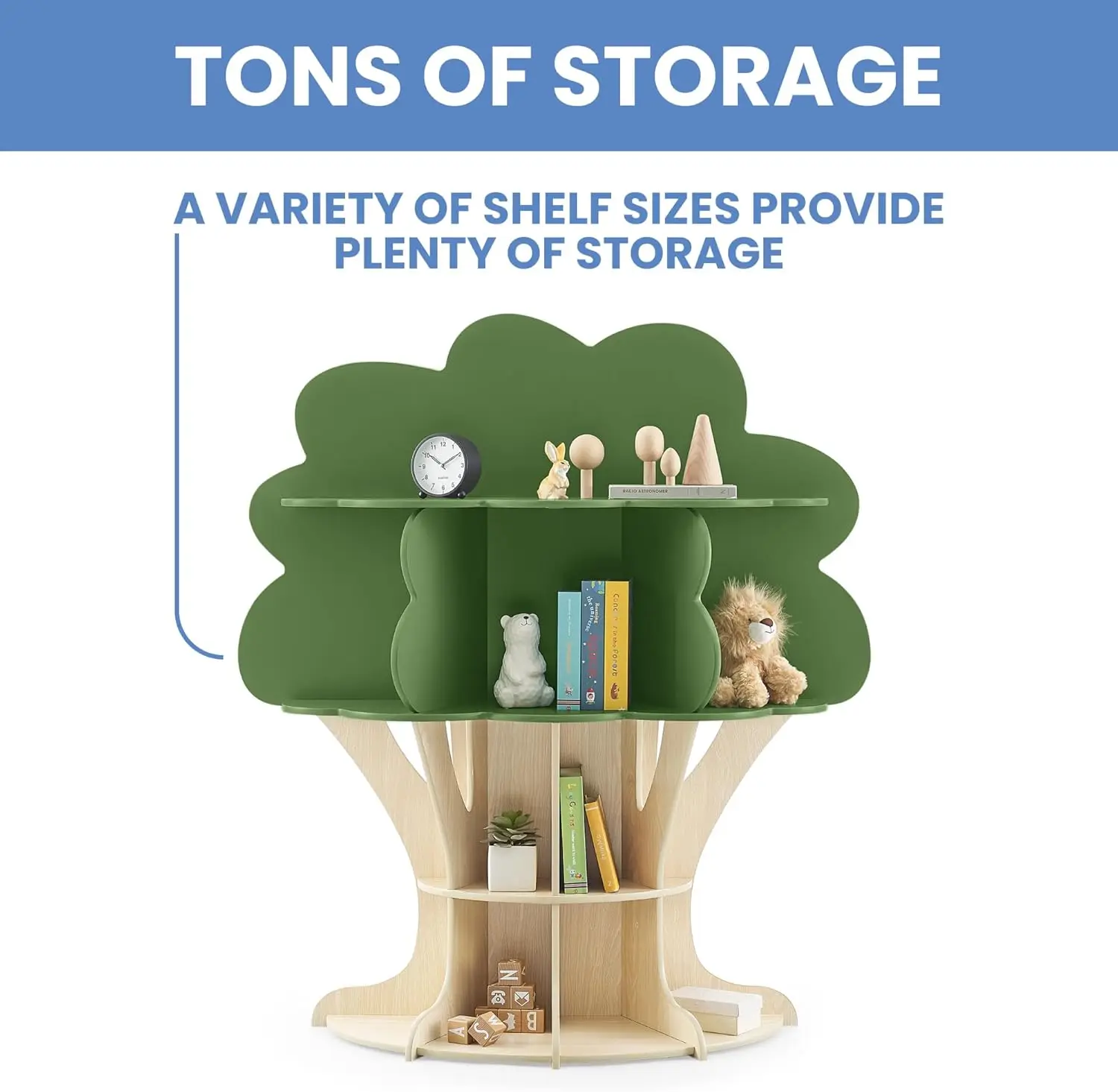 Tree Bookcase - Greenguard Gold Certified, Fern Green/Crafted Natural