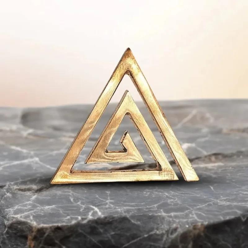 Copper Spiral Triangle Wall Decor Multi Layer Hollow Geometric Art Ornament Home Desktop Wall Hanging Decoration