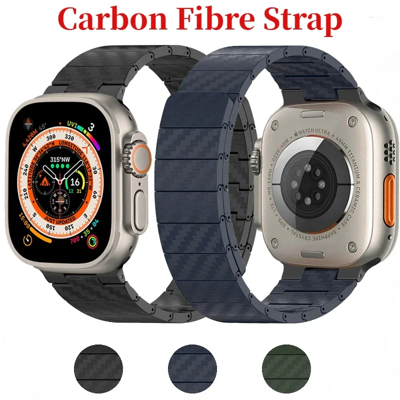 Carbon Fiber Magnetic Strap For Apple Watch Ultra 49mm Band 45mm 44mm 42mm 40mm 41mm 46mm 10 9 8 7 SE 6 5 4 Lightweight Bracelet