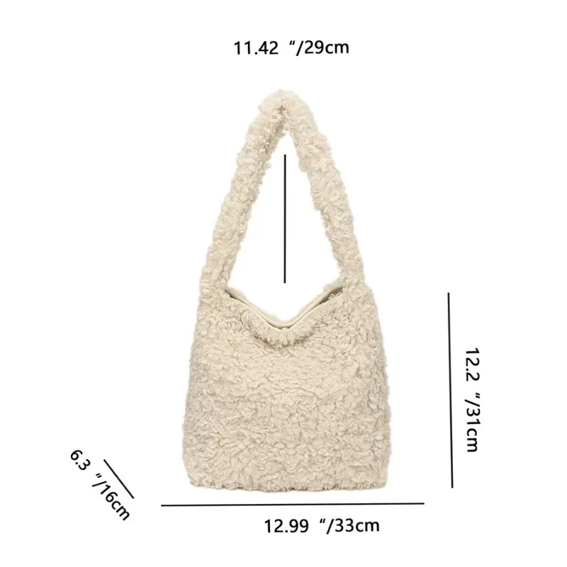 Lamb Fleece Texture Shoulder Bag New Fashion Soft Fur Bag Large Capacity Tote Bag Lamb Hair Bags For Women with Free Shipping