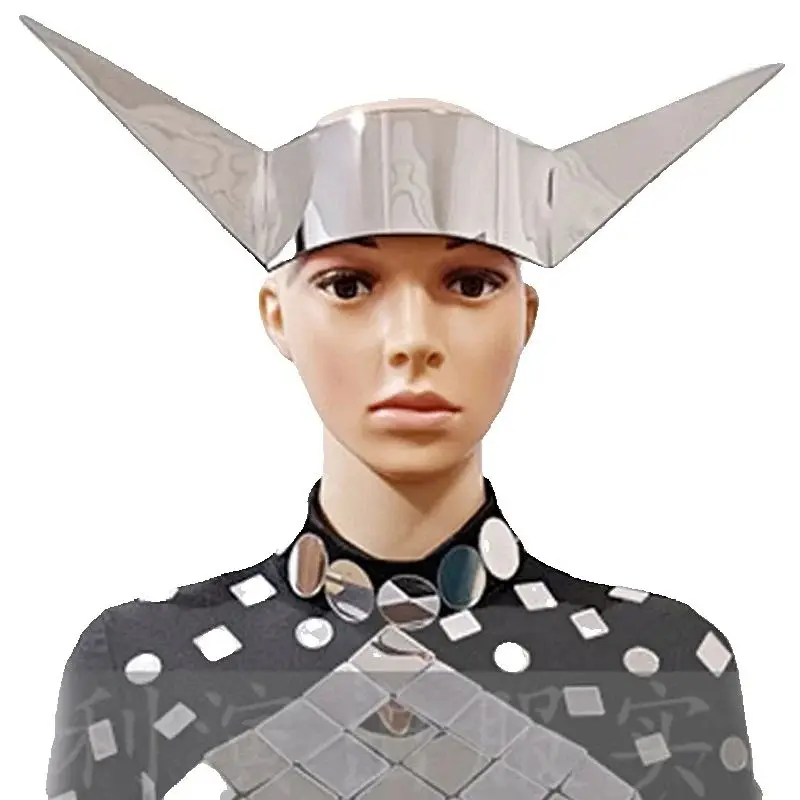 Kobiety Mężczyźni Srebrne Nakrycia Głowy Seksowne Stroje do Tańca Gogo Klub Nocny Bar Występ Sceniczny Akcesoria do Ubrań Pasujące XS10476