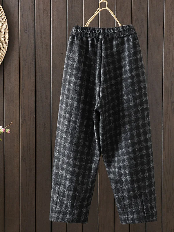 Casual Thiened Woolen Wide Leg Pants Loose Fit Autumn Winter New Sle plus Size Small Stature Women's Clothing Label Removed