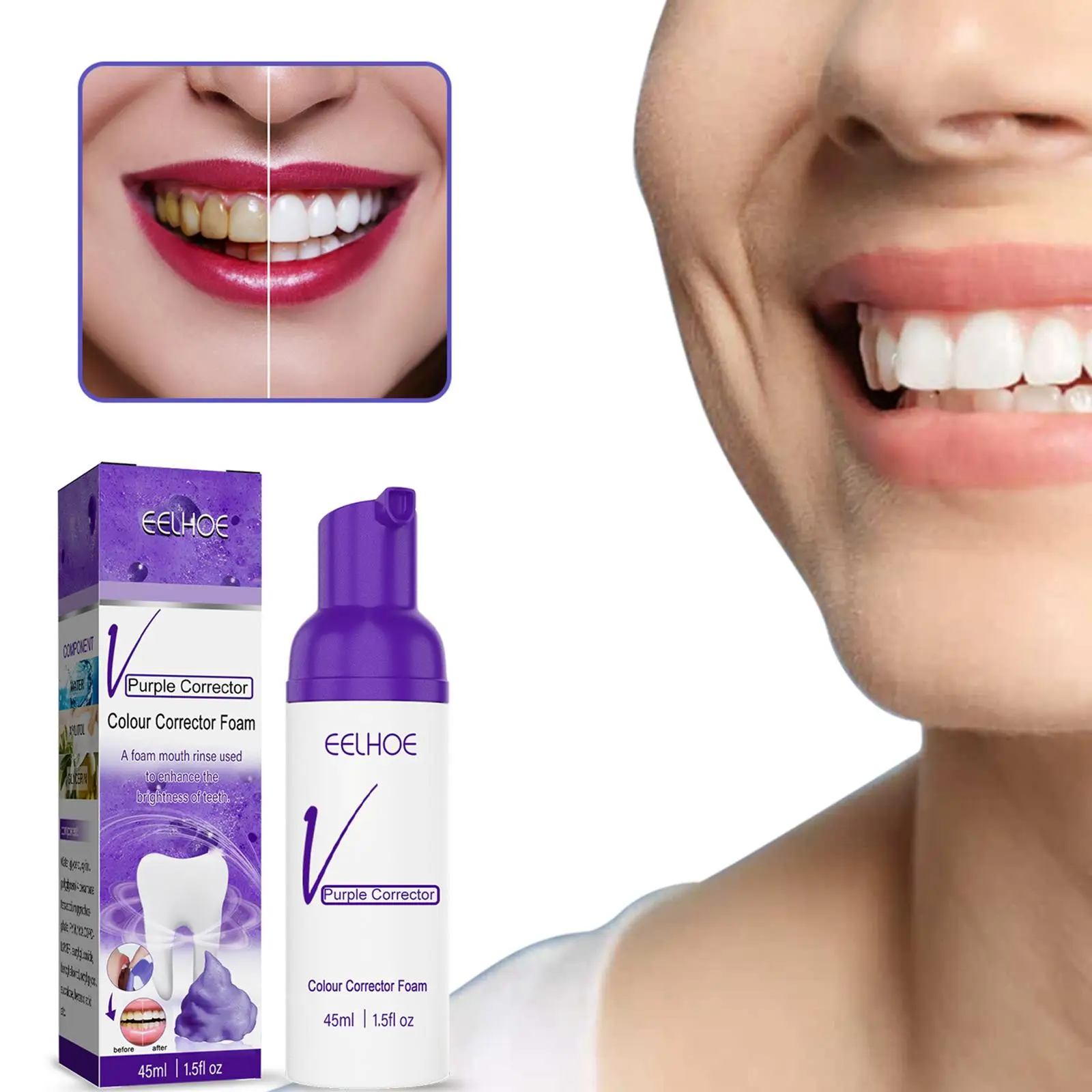 Colour Corrector Toothpaste Foam Whitening Toothpaste for Adults Teens Elderly