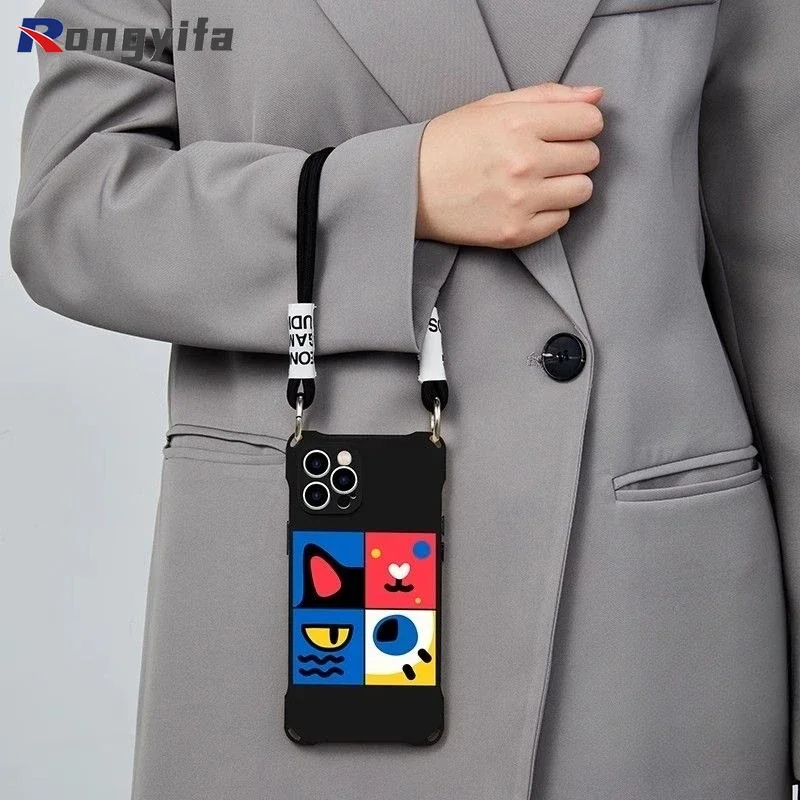 Voor Honor X7C 200 Smart 200 X9A X9B X9 X8 100 90 Lite 80 70 60 Pro Plus SE 30 Magic 6 5 4 Lite Telefoon Case Puzzel Kat Strap Cover