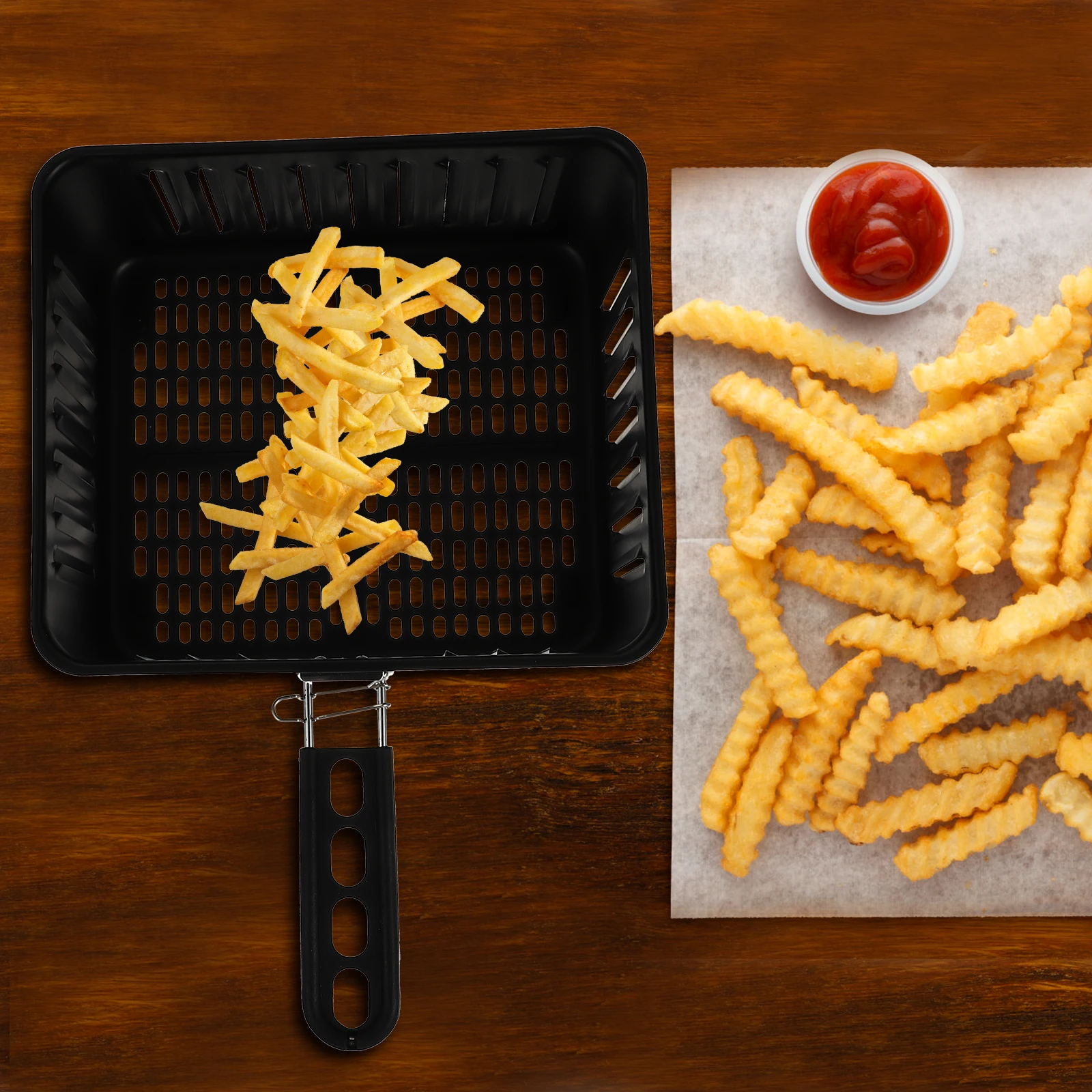 

1 pc Electric Fryer Baking Basket Sturdy Grilling Food Storage Multipurpose Kitchen Gadget Reusable BBQ Tool Fry Pan Cookware