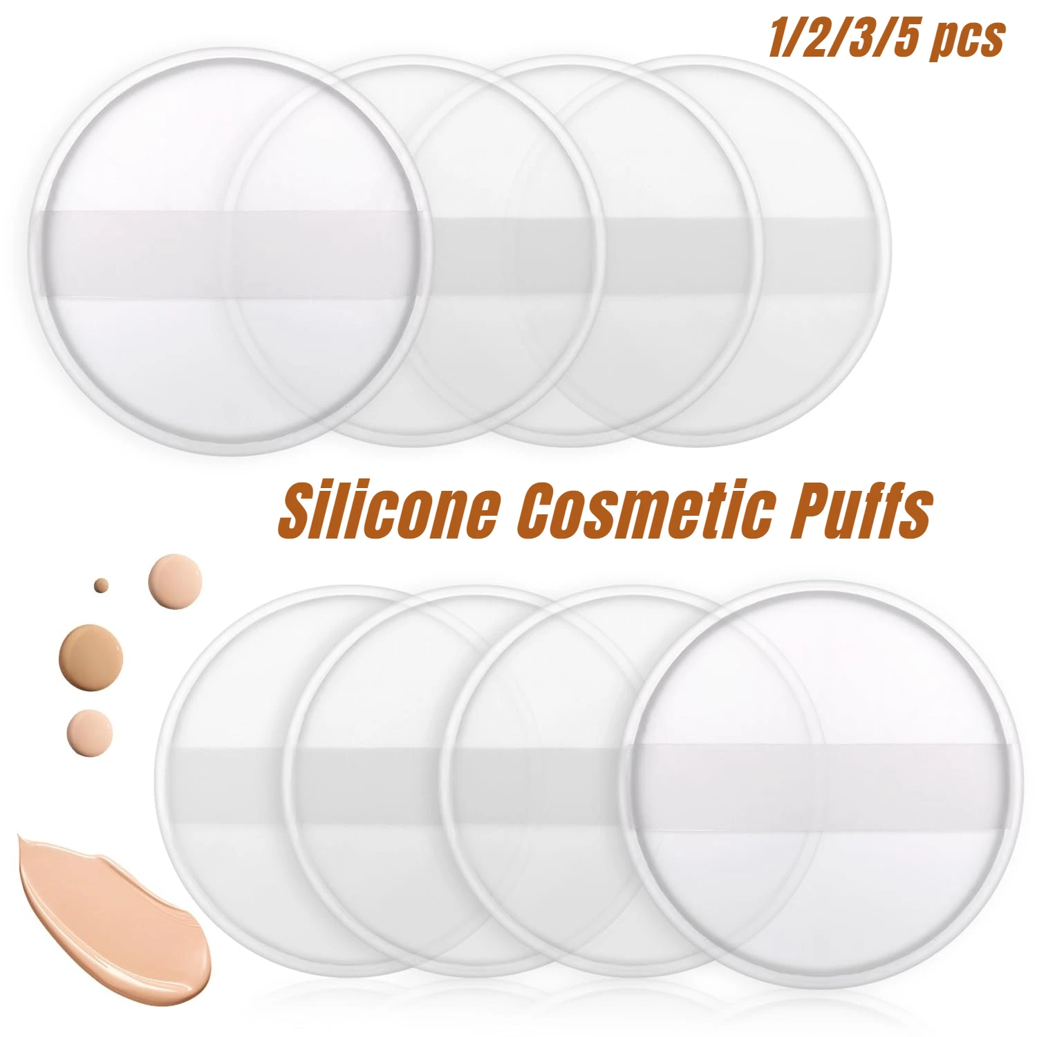 1-5Pcs Silicone Cosmetic Puff Soft Makeup Beauty Sponge for Liquid Foundation BB Cream Power Puff Make Up Accessories