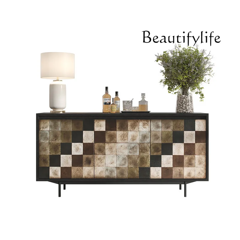 

Italian light luxury solid wood dining side cabinet household living room wall locker modern high-end villa entrance cabinet