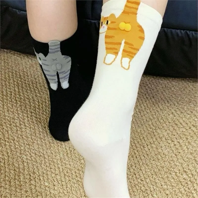 Gift for Cat Lovers: Cartoon Cat Ladies Cotton Socks Breathable and Comfortable Socks for All Seasons