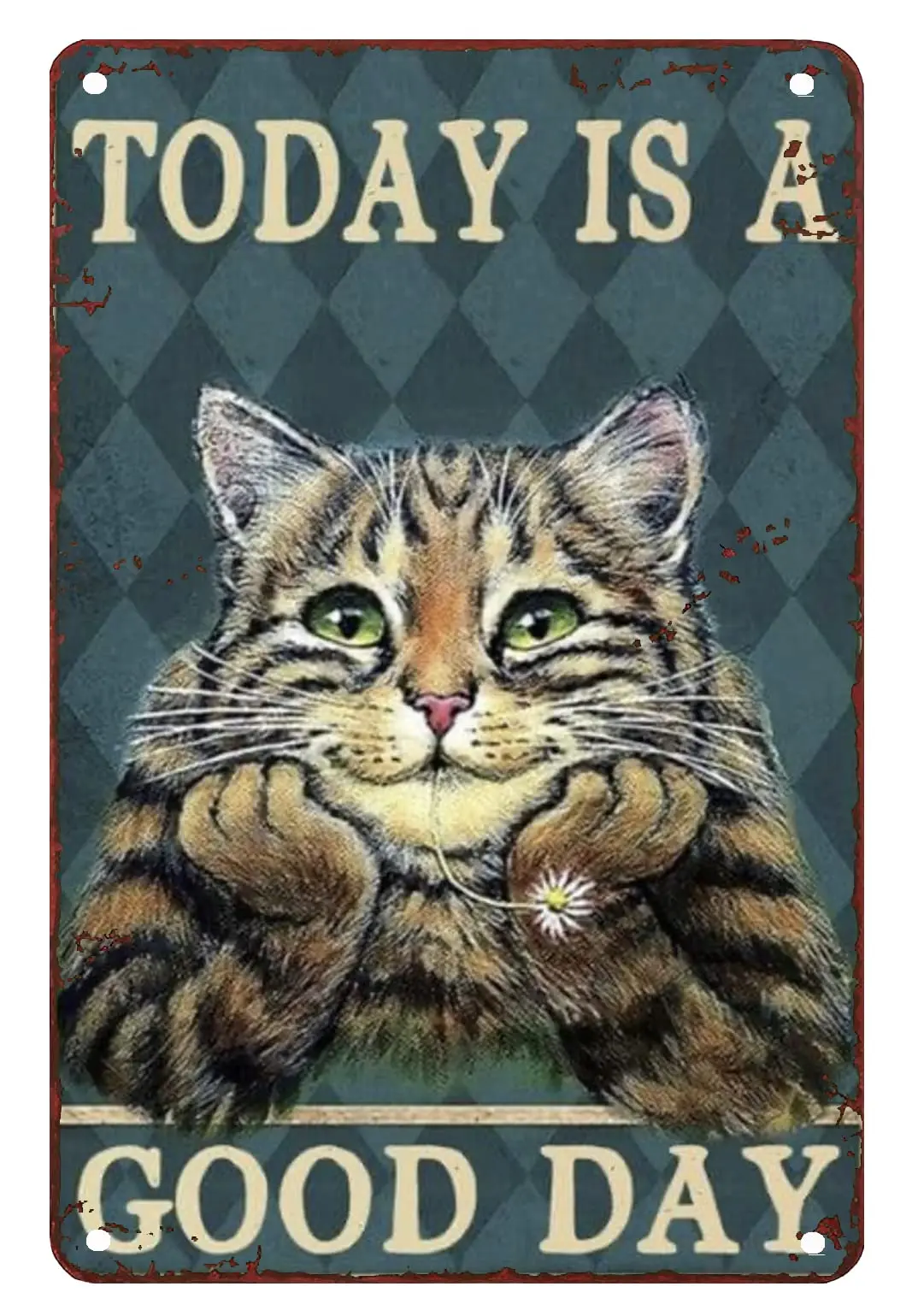 

Металлический декор для кухни, кошка «Today Is A Good Day», жестяной знак, шикарное искусство, металлические украшения на стену, забавные железные знаки, подарок для гостиной O