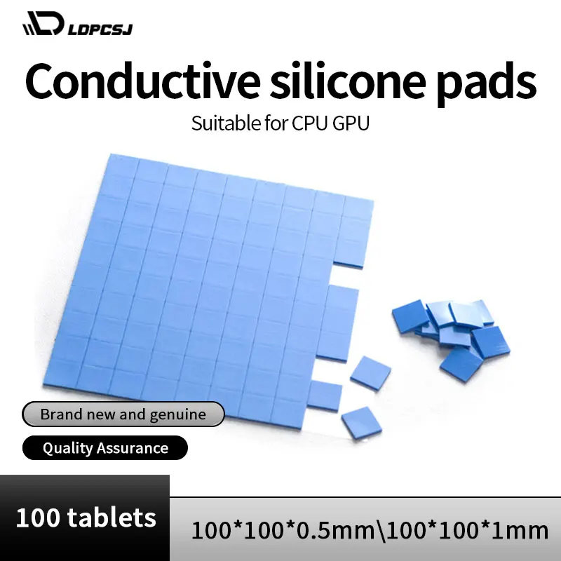 

100 Pcs Blue Conductive Silicone Gelid Thermal Pad 100*100*0.5mm 100*100*1mm Heatsink Cooling Thermopad Thermal Pads for CPU GPU