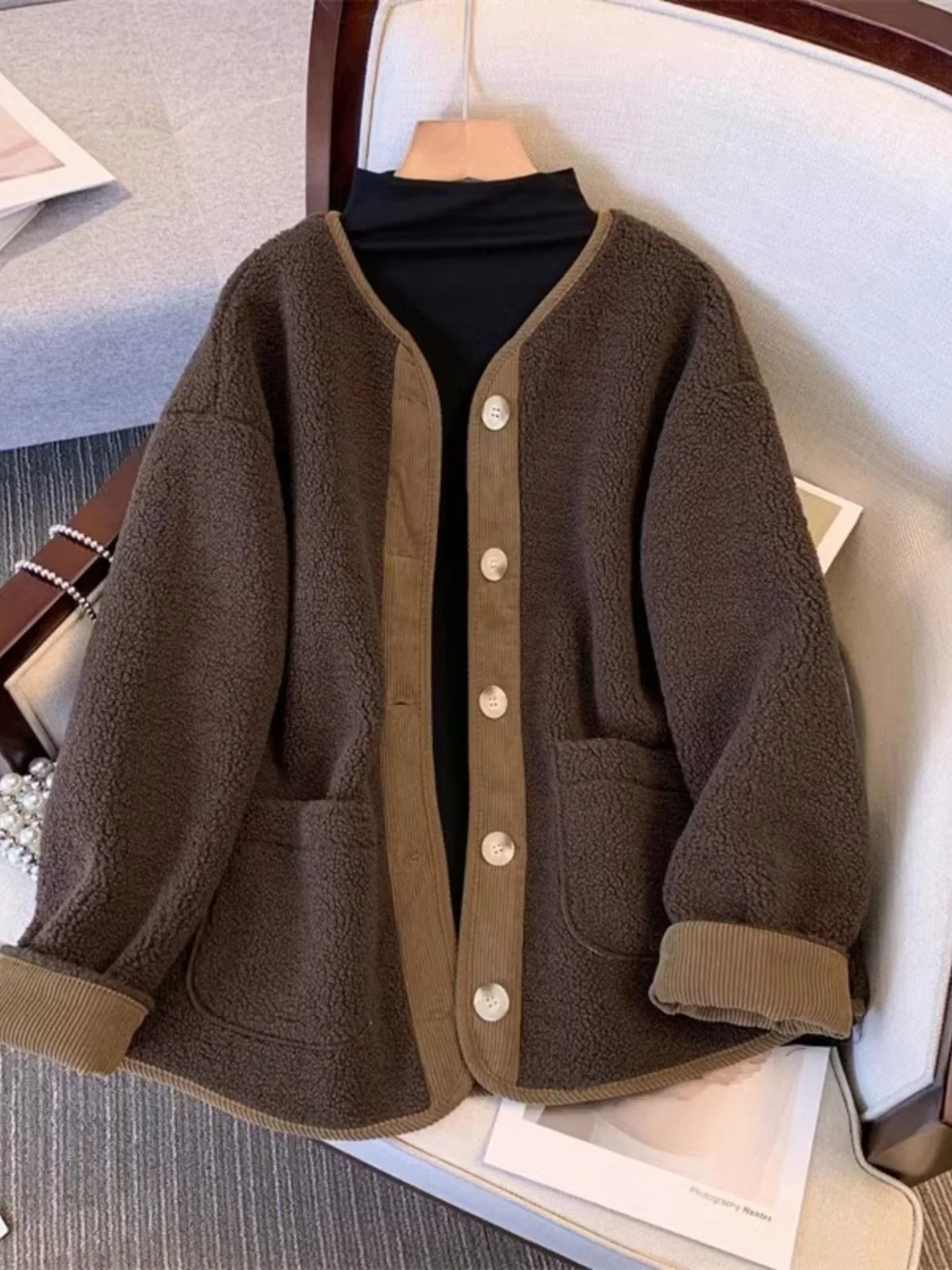 プラスサイズ エプスキン フェイス ジャケット レディース ストリート スレ ソルト シリーズ レザー＆ファー インテイテッド 秋の新作 スリミング効果