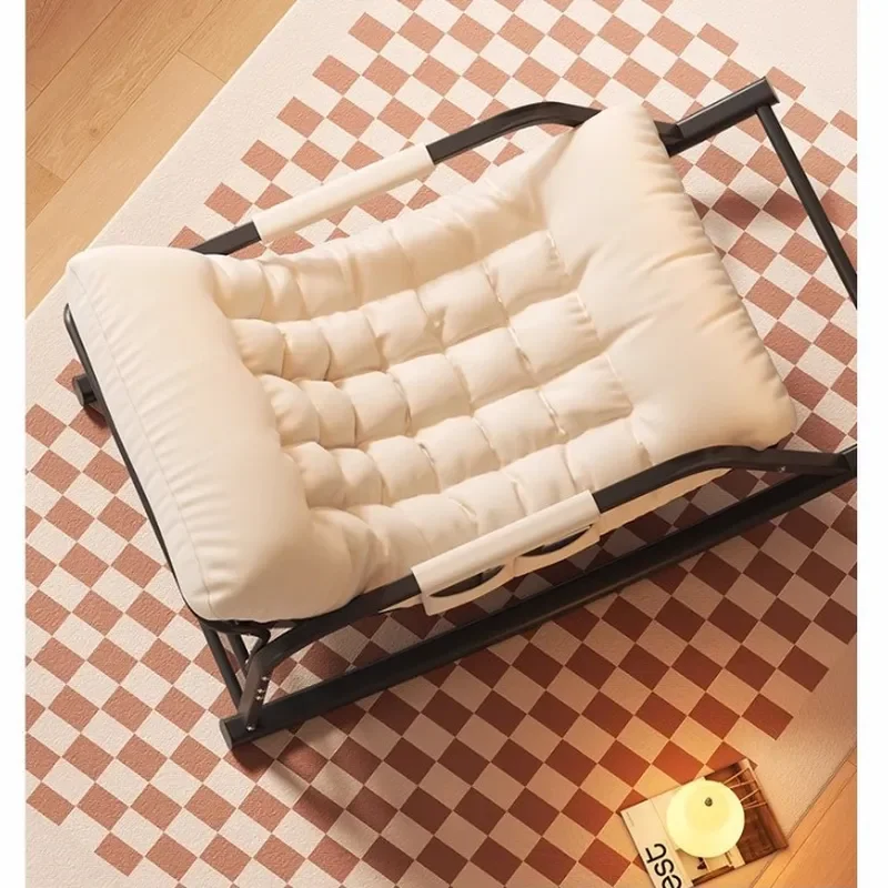 for Modern Simple Metal Frame Lazy Double Rocking Chair Comfortable Soft Cushion Lunch Break Lounge Reclining Bold Folding