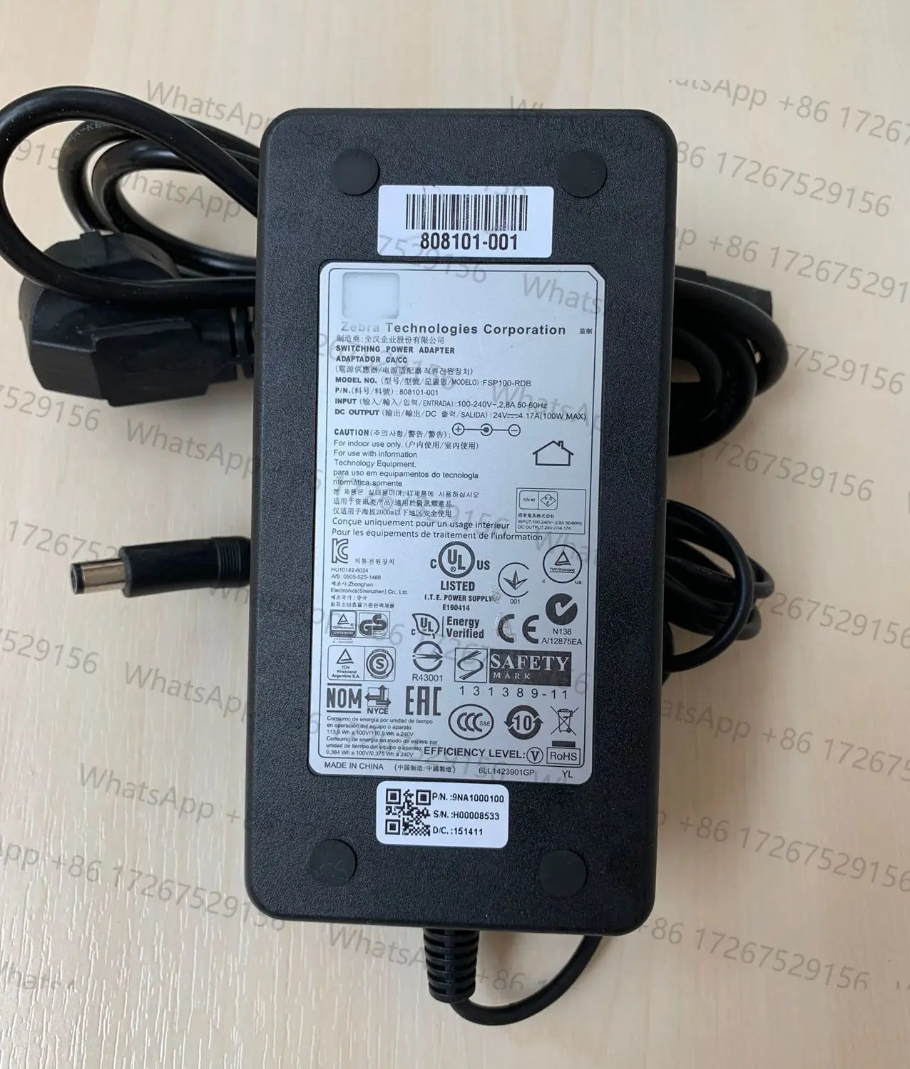 Genuine 24V 4.17A 100W AC Adapter FSP100-RDB 808101-001 For Zebra ZXP3 GX420D GX420T GX430T GX43 6.3x3.0mm Power Supply Charger