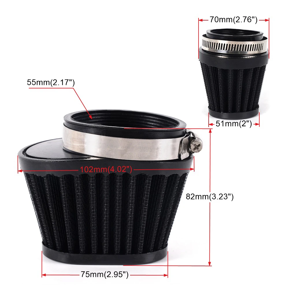 RASTP-Universal Air Filter 51mm/55mm/60mm Cleaner Oval Round Tapered Cone Clamp for Most Motorcycle RS-OFI100