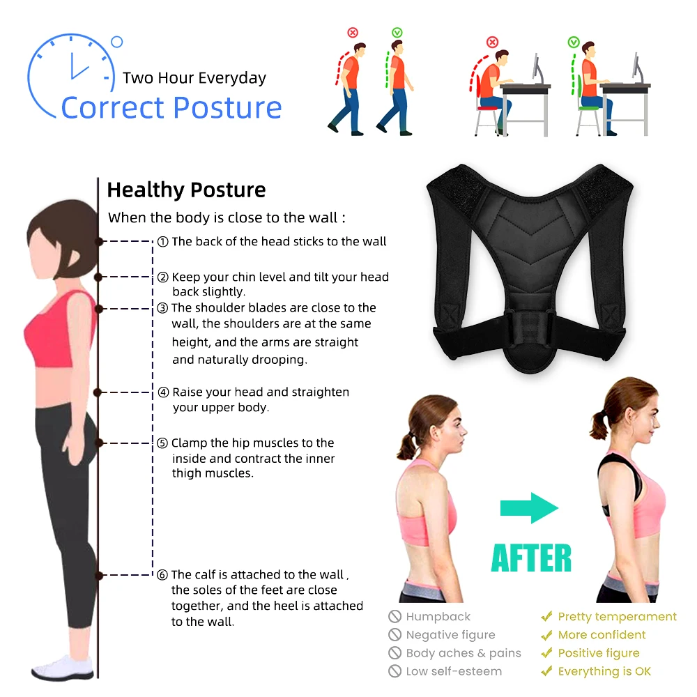 Posture Corrector-Back Brace for Men and Women- Fully Adjustable Straightener for Neck, Shoulder, Clavicle and Back Pain Relief