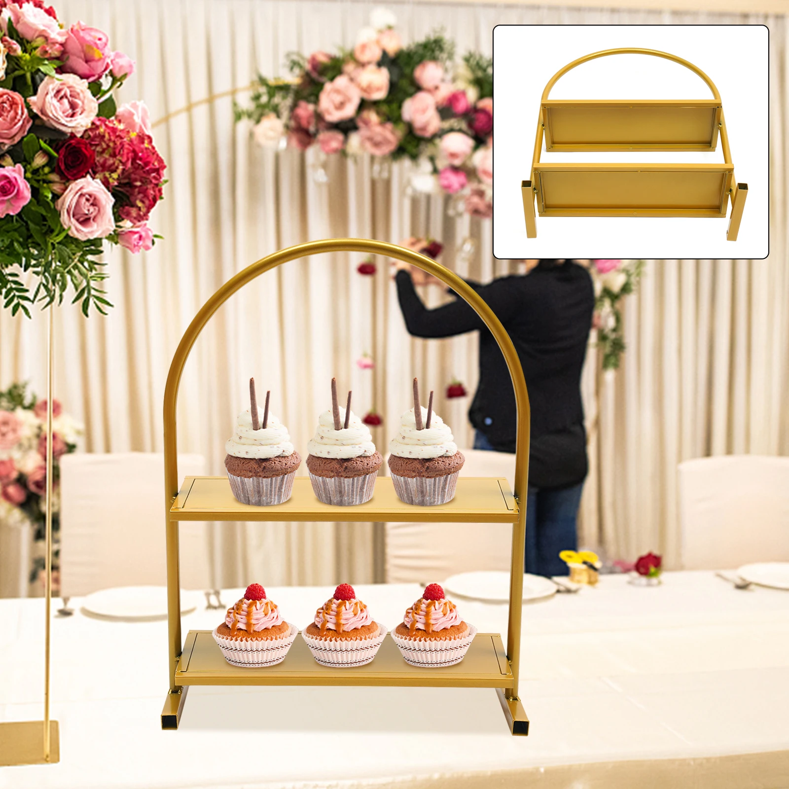 2 Tier  Metal Cupcake Stand Dessert Display Stand Wedding Arch For Dessert Cake Pastry Candy