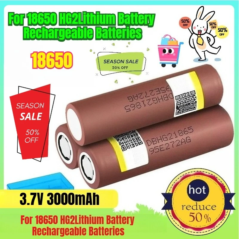 

For 18650 HG2 3000mAh 3.7V Lithium Battery Rechargeable Batteries