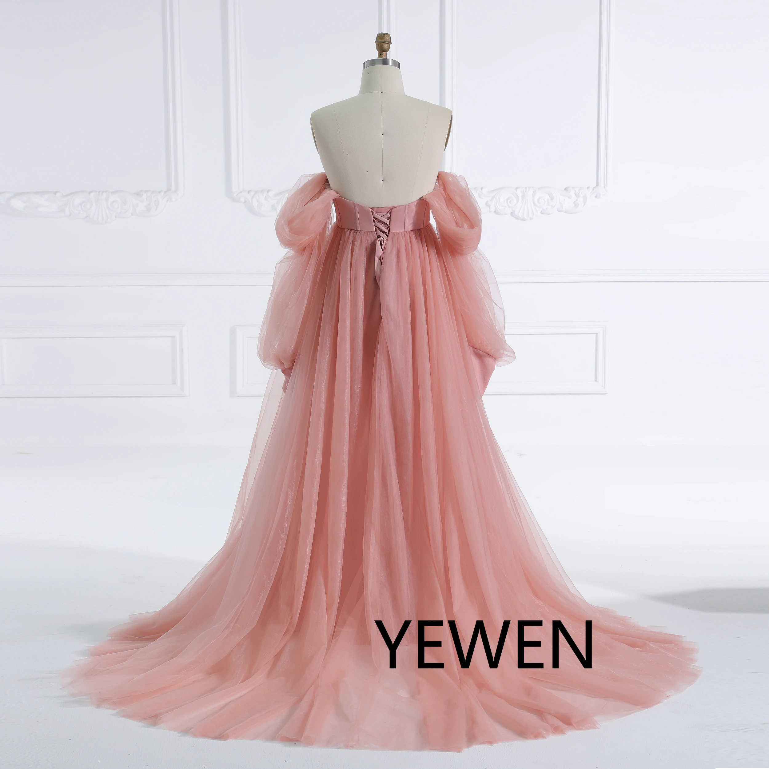 Tulle Open Front Maternity Photography Dress Corset Back Baby Show Gown Maternity Dress for Photo Shoot YEWEN YW231167