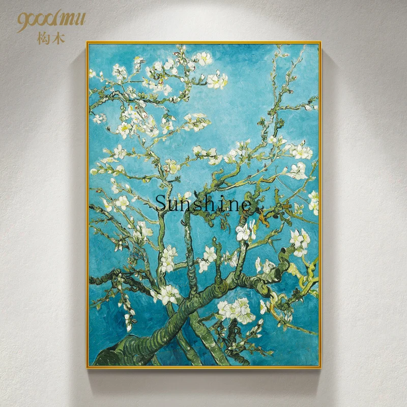 Apricot flower hand-painted entrance decoration modern simple and beautiful restaurant hanging paintings living room murals