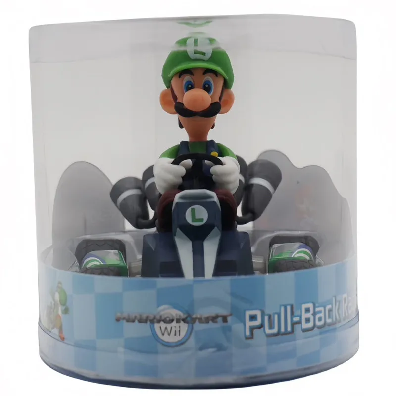 Super Mario Bros Karting Car Action Figure Brinquedos, Luigi Bowser, Princesa Peach, Yoshi Toad, Pull Back Car, Boneca de Jogo Anime, Presentes para